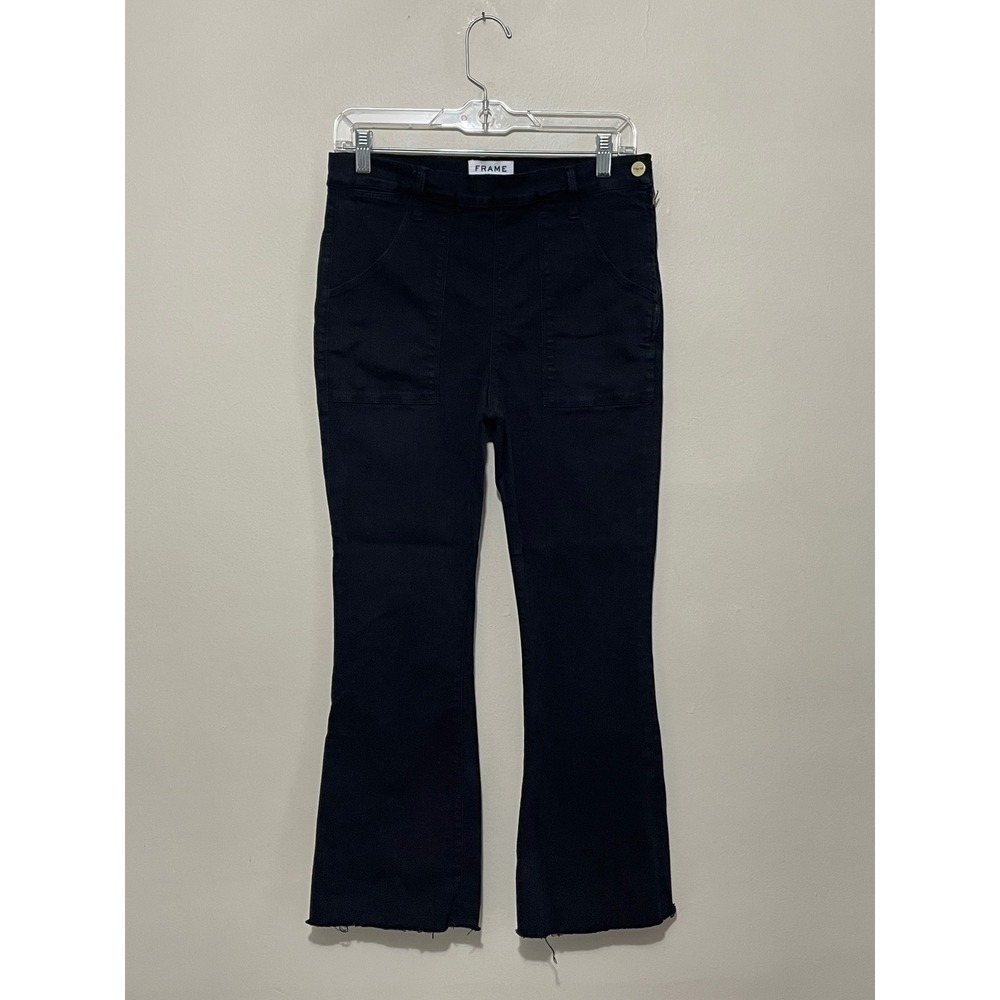 FRAME Denim Le Flare De Francoise Film Noir Black Side Zip Flare Jeans Size 31 - Picture 2 of 6